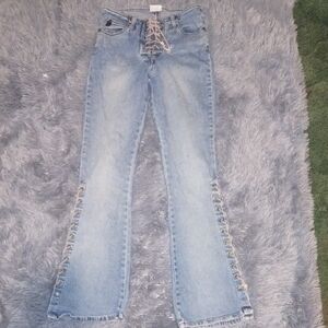 RARE VINTAGE Y2K MUDD FLARE LACE UP JEANS EXCELLENT CONDITION
